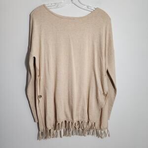 Lilly Pulitzer Ramona fringed hem lightweight button closed sweater woman sz S